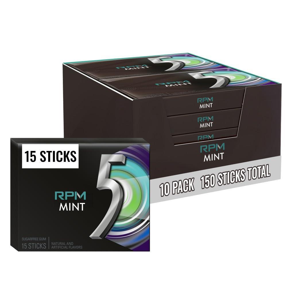 image:image5 Gum Spearmint Rain Sugar Free Chewing Gum Bulk 15 Stick Box Pack of 10RPM Mint