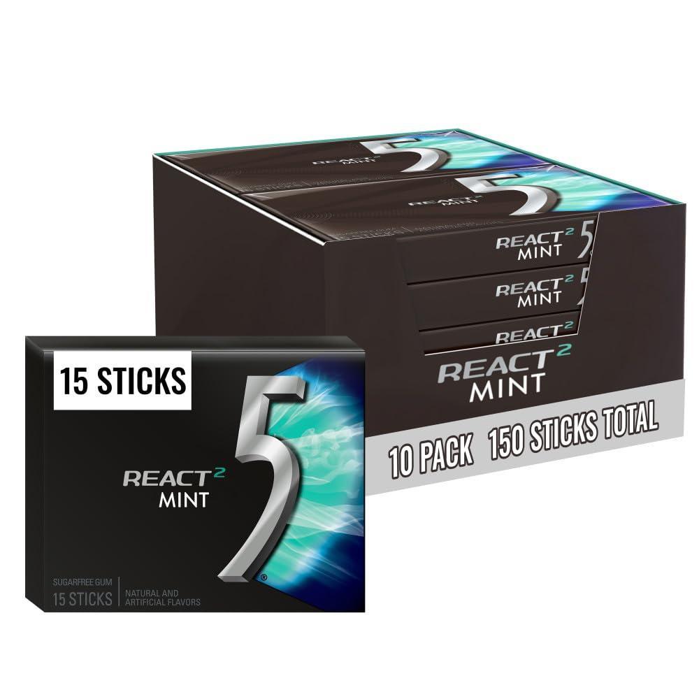 image:image5 Gum Spearmint Rain Sugar Free Chewing Gum Bulk 15 Stick Box Pack of 10React Mint