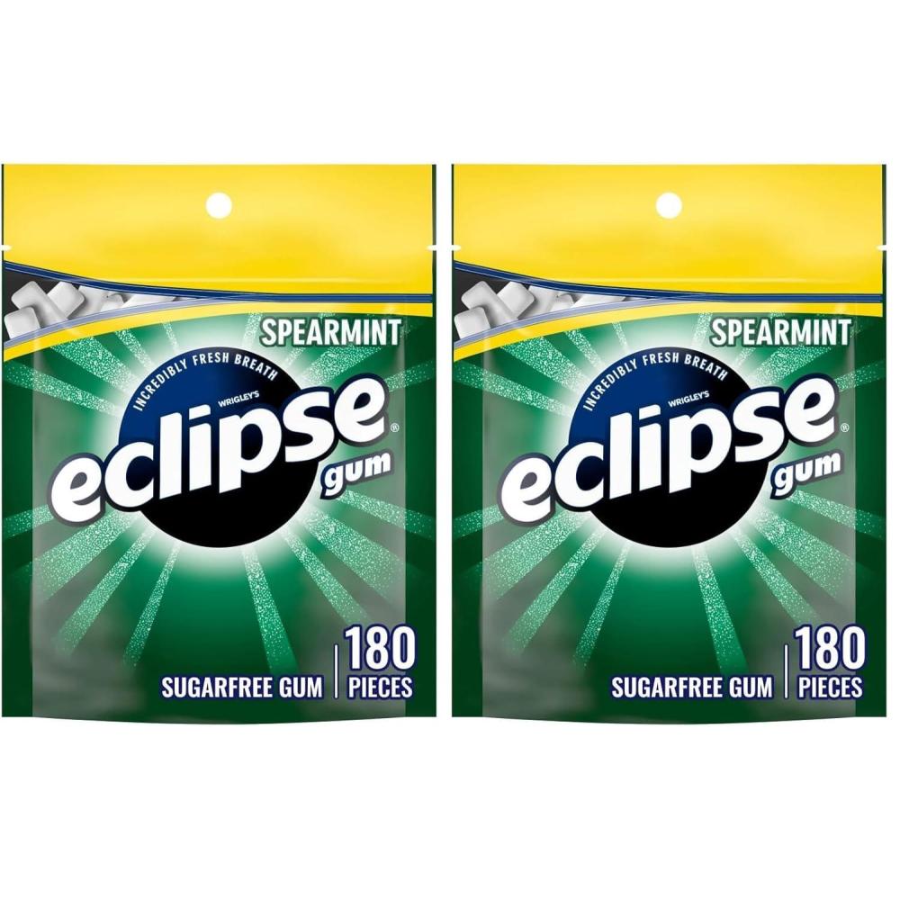 image:imageECLIPSE Spearmint Chewing Gum Sugar Free Mint Gum Bulk Pack 88 Ounce 180 Piece Bag180 Count Pack of 2