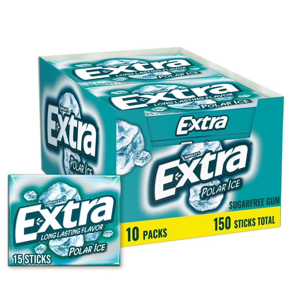 image:imageEXTRA Polar Ice Chewing Gum Packs Sugar Free Gum in Bulk for Fresh Breath 15 SticksPolar Ice