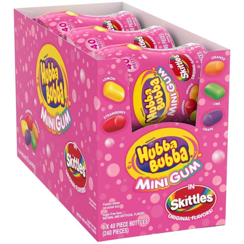 image:imageHUBBA BUBBA Minis SKITTLES Flavored SugarFree Bubble Gum Packs Bulk Gum 6Pack 240 Pieces240 Count Pack of 1