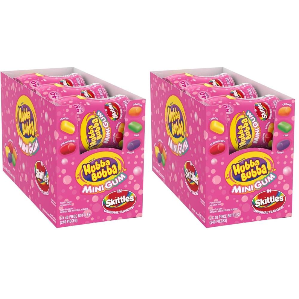 image:imageHUBBA BUBBA Minis SKITTLES Flavored SugarFree Bubble Gum Packs Bulk Gum 6Pack 240 Pieces240 Count Pack of 2