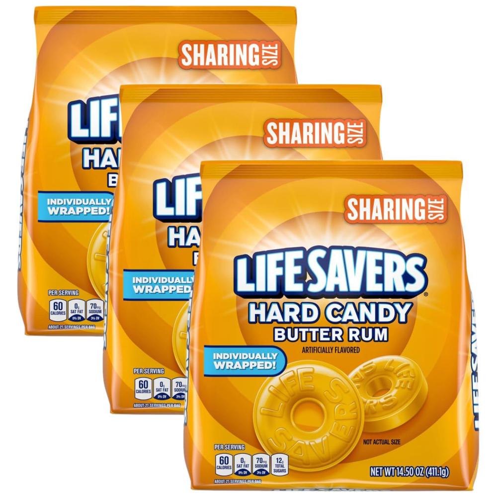 image:imageLIFE SAVERS Butter Rum Individually Wrapped Hard Candy 145Ounce Sharing Size Candy Bag Pack of 4145 Ounce Pack of 12