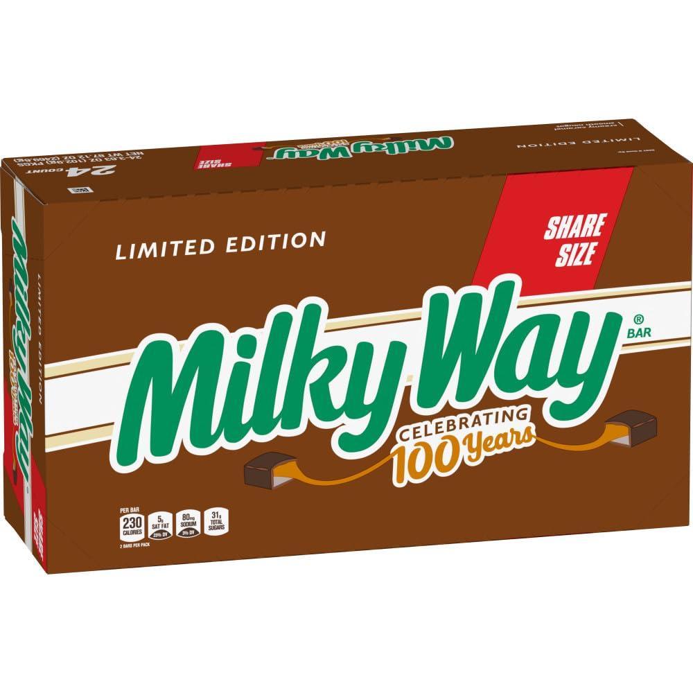 image:imageMILKY WAY Share Size Candy Bars With Caramel Nougat and Milk Chocolate  Pack of 24 363 Ounce Bulk Box Bulk Candy Bars