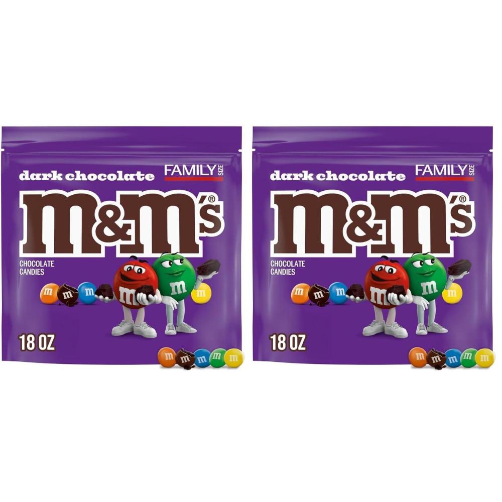 image:imageMampMS Dark Chocolate Candy Family Size Bulk Candy Chocolate 18 oz Resealable Bulk Dark Bag18 Ounce Pack of 2