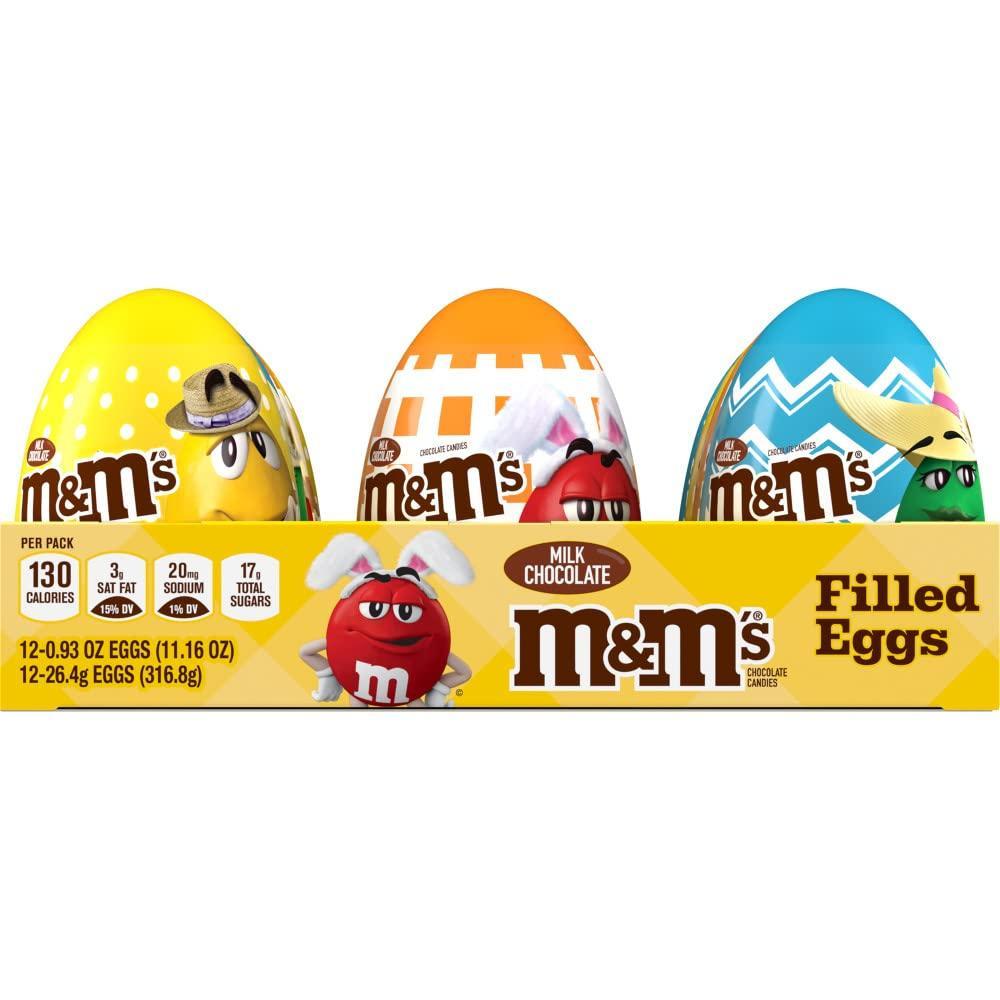 image:imageMampMS Milk Chocolate Plastic Filled Easter Egg Easter Candy 093 oz Each Egg Bulk Candy Pack of 12Milk Chocolate