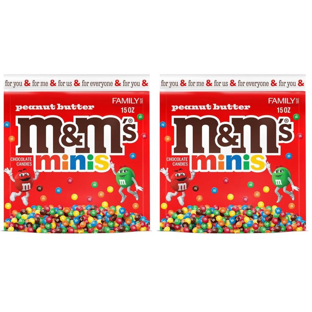 image:imageMampMS Minis Peanut Butter Candy Family Size 15 Oz Bulk Resealable Bag Pack of 2Full Size Pack of 2