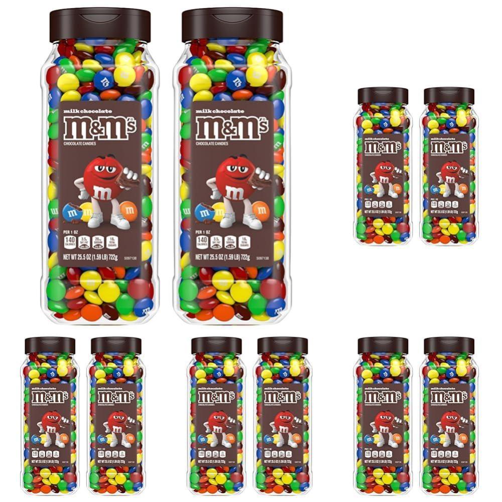 image:imageMampMs Milk Chocolate and MampMS Peanut Bulk Candy Jars Assorted Chocolate Candies Party Size Bulk Candy Movie Night Snacks Resealable and Recyclable 485 Oz Total Pack of 2Milk Chocolate