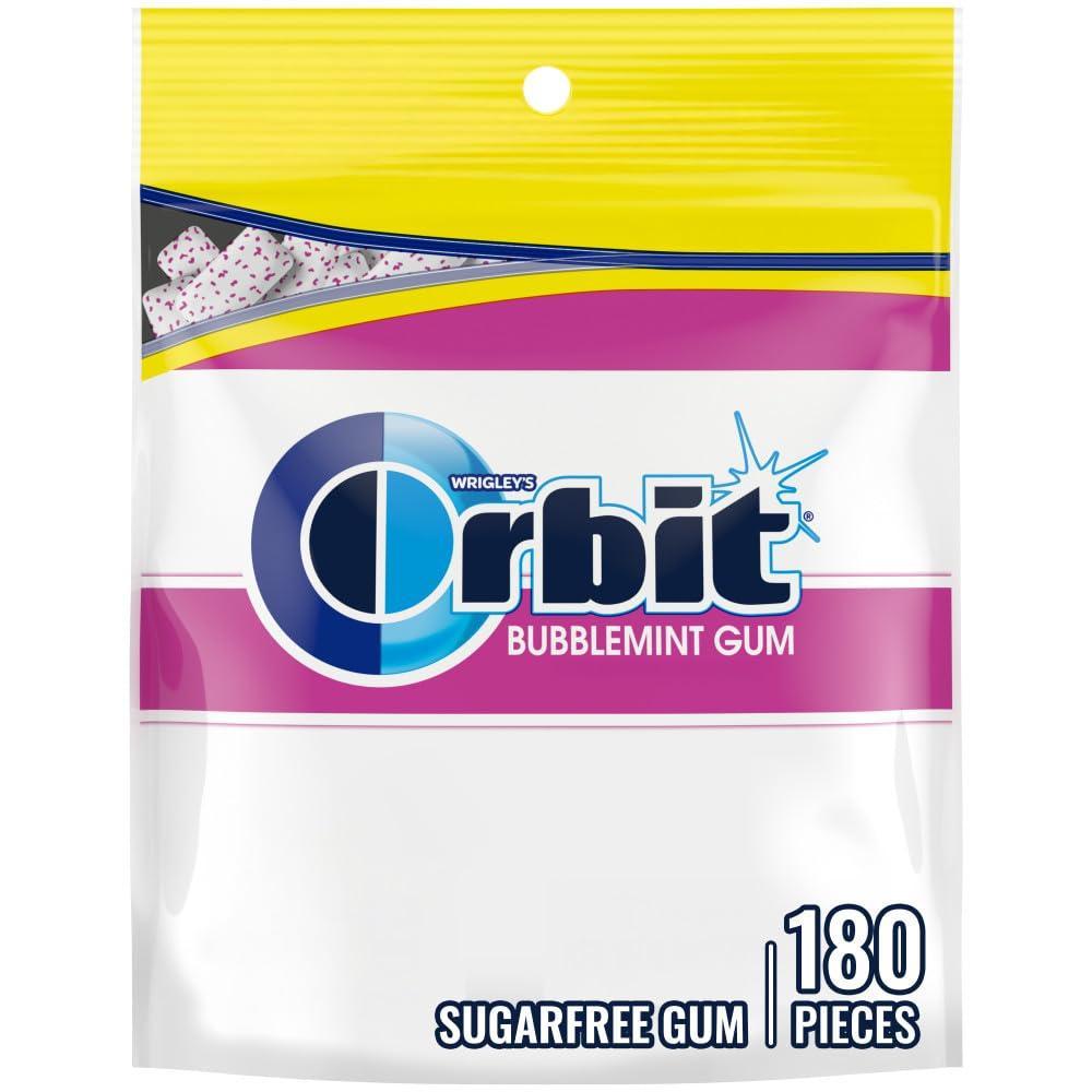 image:imageORBIT Gum Bubblemint Sugar Free Chewing Gum Bulk 180 Piece Resealable Bag Bubble Gum Bulk180 Count Pack of 1