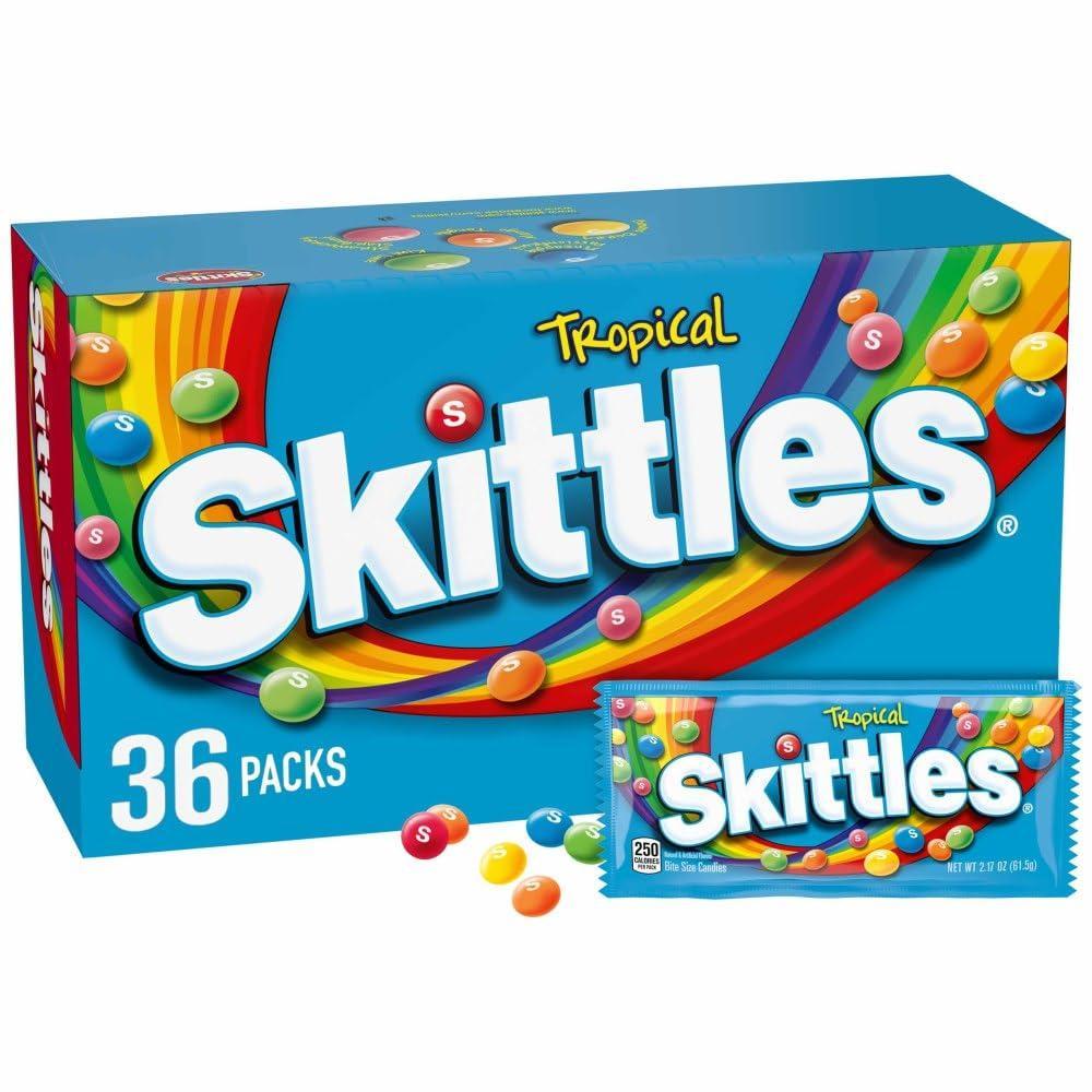 image:imageSKITTLES Candy Tropical Bulk Candy 217Ounce 36 Packs of Individually Wrapped Candy Bulk BoxTropical