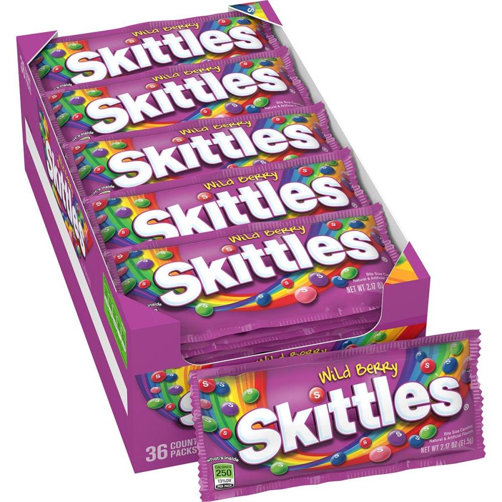 image:imageSKITTLES Candy Tropical Bulk Candy 217Ounce 36 Packs of Individually Wrapped Candy Bulk BoxWild Berry