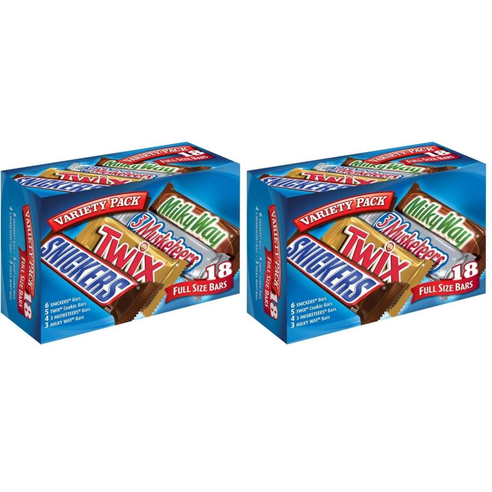 image:imageSNICKERS TWIX MILKY WAY amp 3 MUSKETEERS Individually Wrapped Variety Pack Full Size Milk Chocolate Candy Bars Bulk Assortment 3331 oz 18 Bars18 Bars Pack of 2