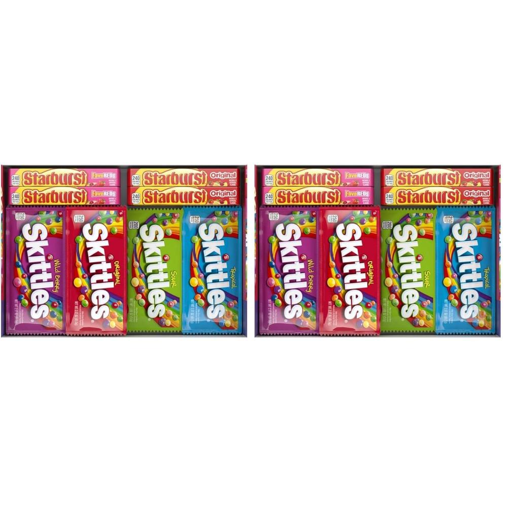 image:imageSTARBURST Original amp FaveRed and SKITTLES Original Wild Berry Sour and Tropical Chewy Candy Full Size Travel Essentials Variety Pack 30 Count Bulk Box30 Count Pack of 2