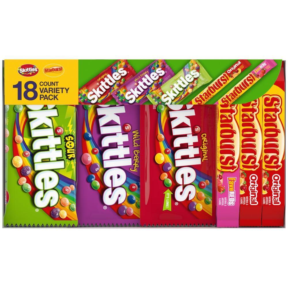 image:imageSTARBURST Original amp FaveRed and SKITTLES Original Wild Berry Sour and Tropical Chewy Candy Full Size Travel Essentials Variety Pack 30 Count Bulk Box18 Count