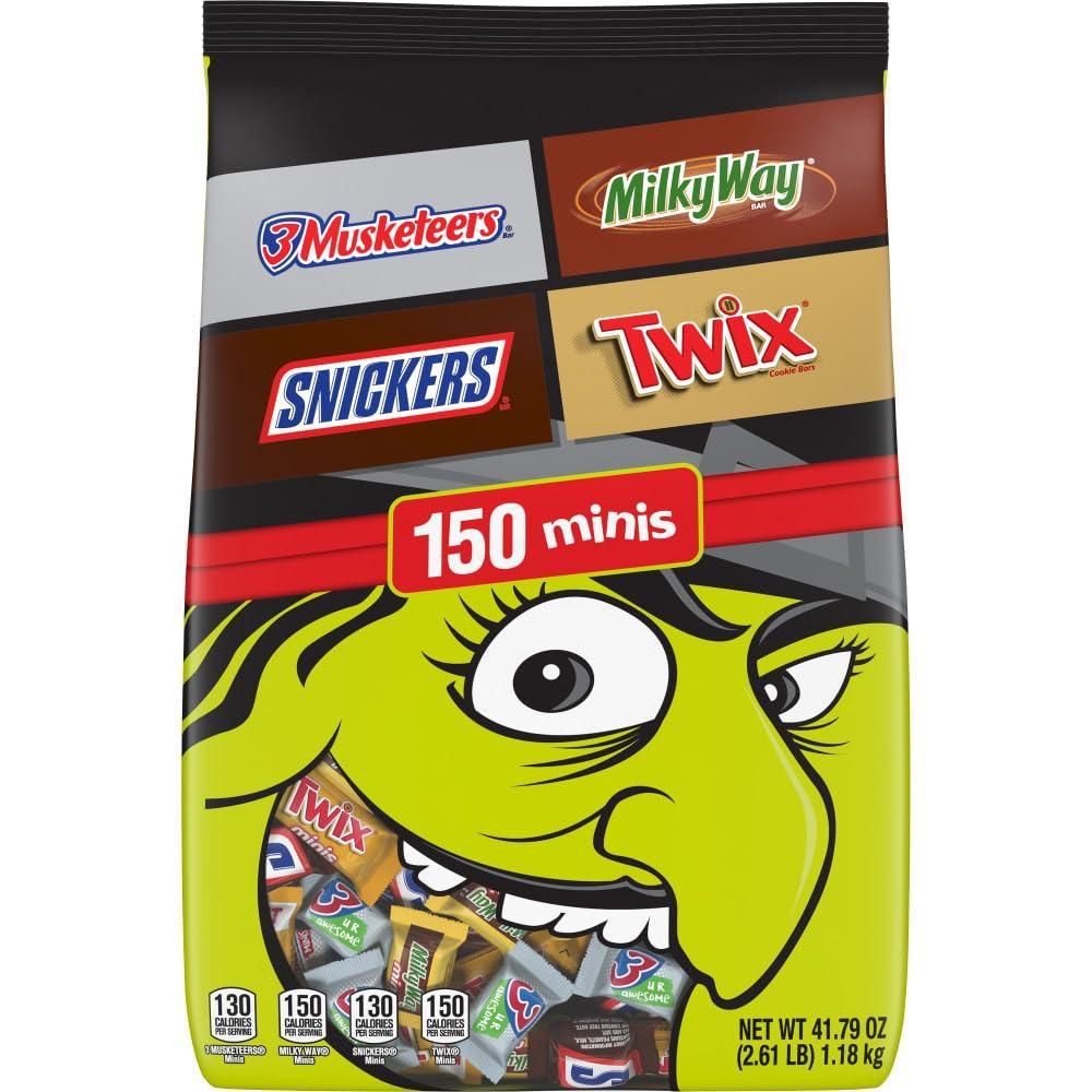 image:imageSnickers Twix amp Milky Way Minis Assorted Chocolate Candy Variety Pack Candy Bag 150 Ct Bulk Bag 293 Pounds150 Count Pack of 1