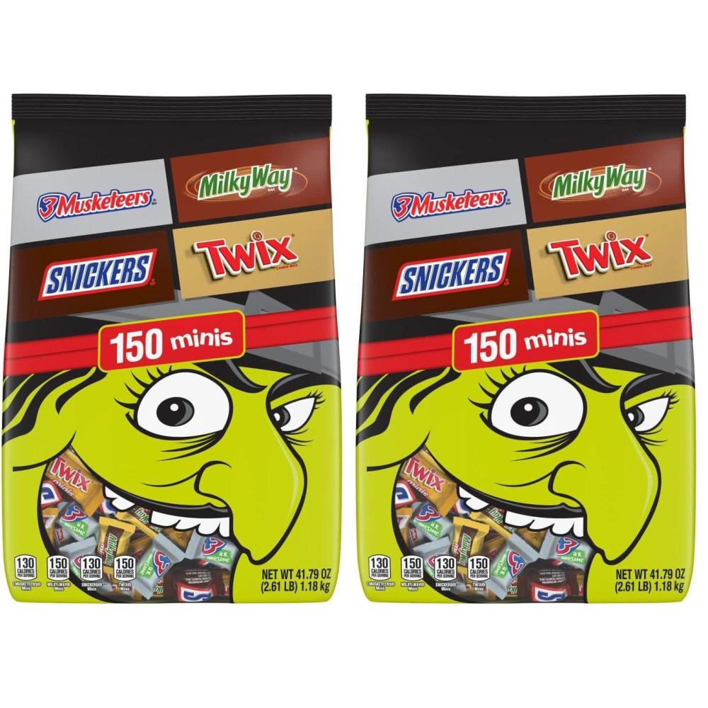 image:imageSnickers Twix amp Milky Way Minis Assorted Chocolate Candy Variety Pack Candy Bag 150 Ct Bulk Bag 293 Pounds150 Count Pack of 2