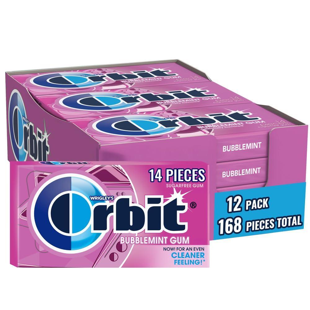 image:imageWRIGLEYS ORBIT Gum SugarFree Spearmint  12 Packs in Bulk 14 Pieces Each  Chewing Gum 168 Total PiecesBubblemint
