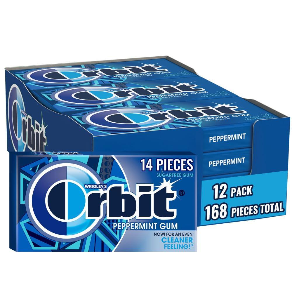 image:imageWRIGLEYS ORBIT Gum SugarFree Spearmint  12 Packs in Bulk 14 Pieces Each  Chewing Gum 168 Total PiecesPeppermint