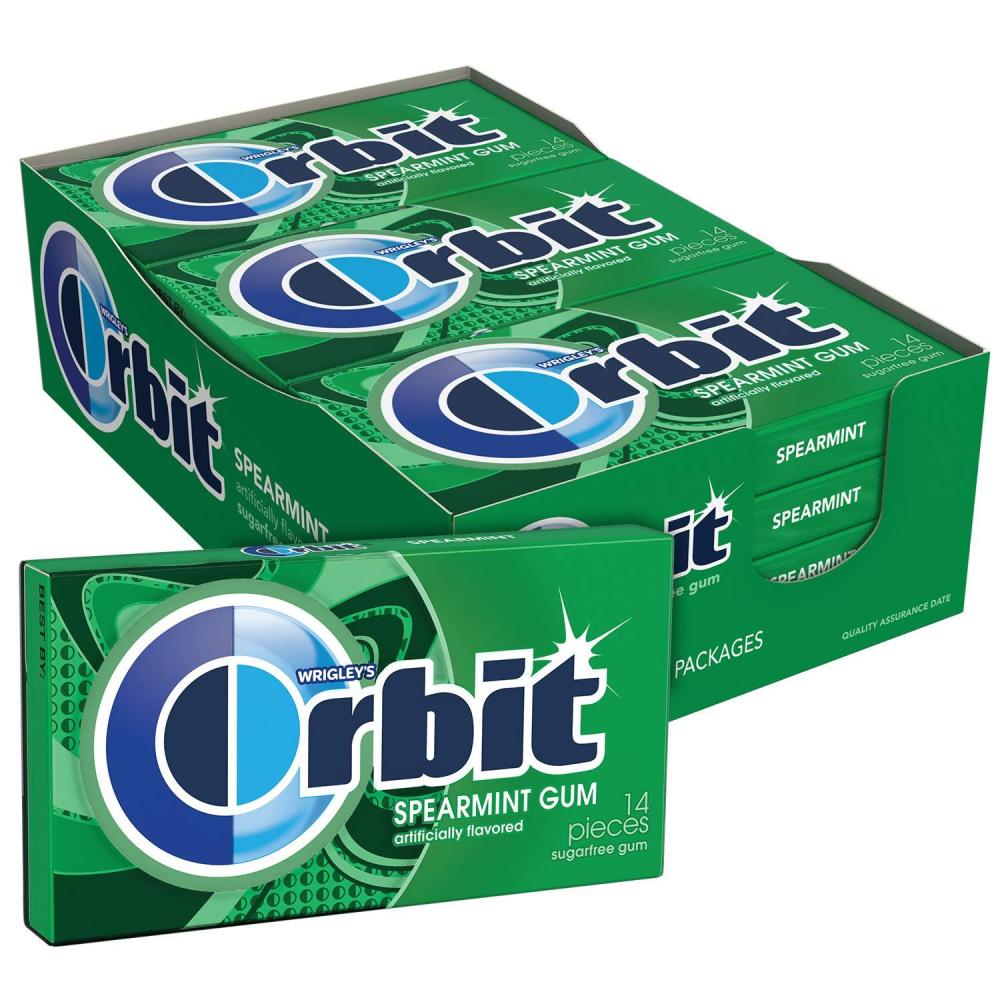 image:imageWRIGLEYS ORBIT Gum SugarFree Spearmint  12 Packs in Bulk 14 Pieces Each  Chewing Gum 168 Total PiecesSpearmint