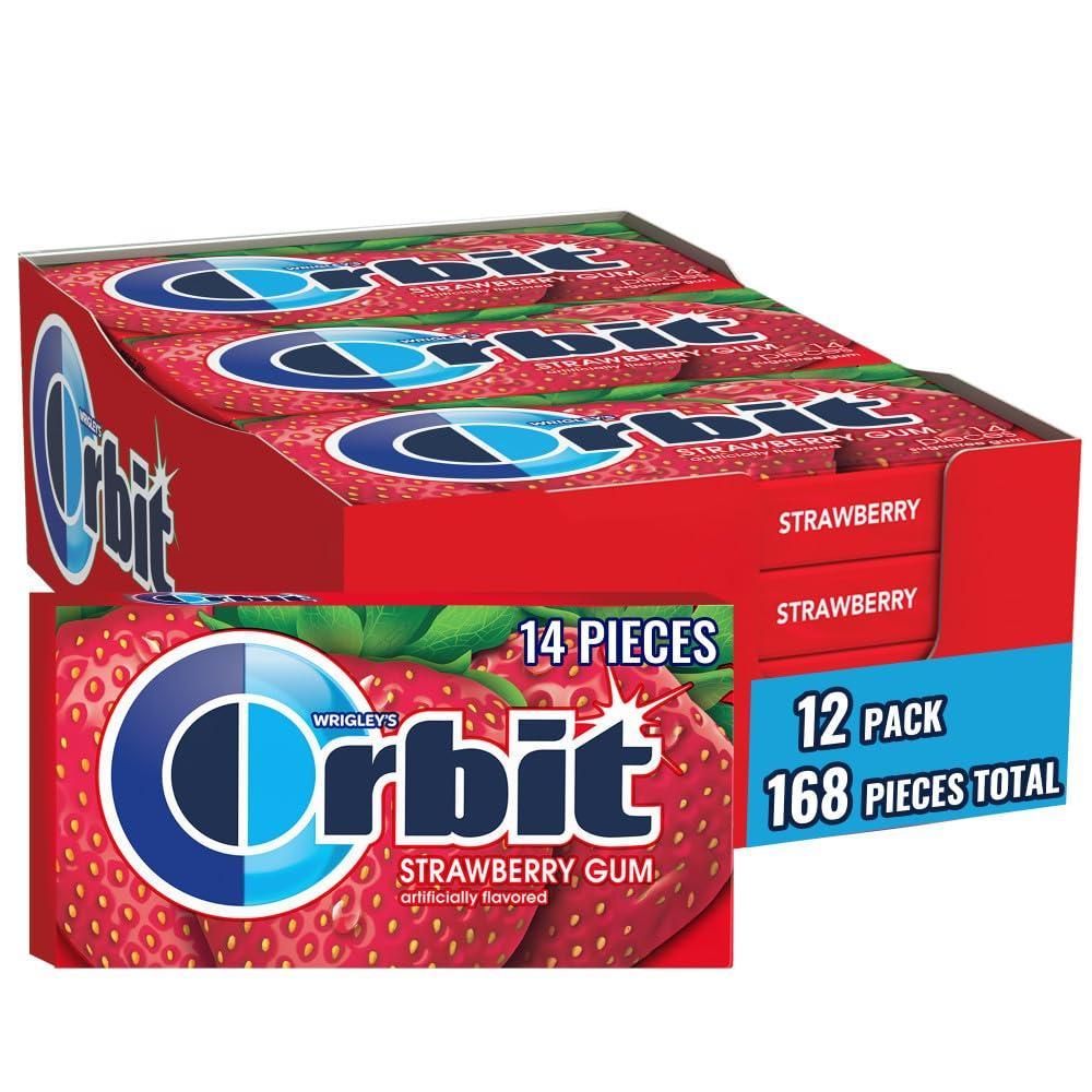 image:imageWRIGLEYS ORBIT Gum SugarFree Spearmint  12 Packs in Bulk 14 Pieces Each  Chewing Gum 168 Total PiecesStrawberry