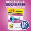 ORBIT Gum Bubblemint Sugar Free Chewing Gum Bulk, 180 Piece Resealable Bag, Bubble Gum Bulk(180 Count (Pack of 1))