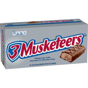 3 MUSKETEERS Milk Chocolate Candy Bars – Full Size Chocolate Bars, 1.92 oz Candy Bar (Pack of 36) Bulk Box(1.92 Ounce (Pack of 36))