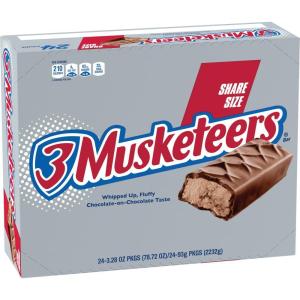 3 MUSKETEERS Milk Chocolate Candy Bars – Full Size Chocolate Bars, 1.92 oz Candy Bar (Pack of 36) Bulk Box(3.28 Ounce (Pack of 24))