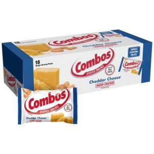 COMBOS Cheddar Cheese and Pretzels Snack Bags 1.8 Ounce, Pack of 18, Baked Pretzel and Cheese Snacks COMBOS Bulk Box(Cheddar Cheese)