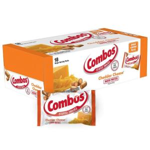 COMBOS Cheddar Cheese and Pretzels Snack Bags 1.8 Ounce, Pack of 18, Baked Pretzel and Cheese Snacks COMBOS Bulk Box(Cheddar Cheese Pretzel)