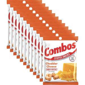 COMBOS Cheese Snacks – Pepperoni Pizza Pretzel Baked Snack Packs, Cheese Crackers Snacks, 6.3-Ounce Bag Bulk Box (Pack of 12)(Cheddar Cheese)
