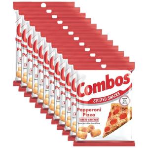 COMBOS Cheese Snacks – Pepperoni Pizza Pretzel Baked Snack Packs, Cheese Crackers Snacks, 6.3-Ounce Bag Bulk Box (Pack of 12)(Pepperoni Pizza)