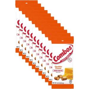 COMBOS Stuffed Pizzeria Baked Pretzel Snacks, Individually Wrapped, 3.0 Oz Pretzels Individual Bags, Bulk Snacks Pack of 12(Cheddar-Cheese)