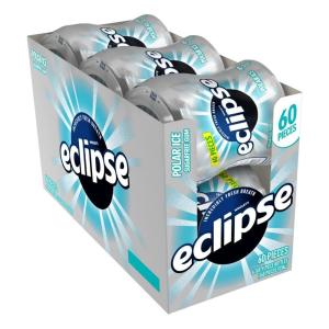 ECLIPSE Winterfrost Sugar Free Chewing Gum Bulk Pack, 60 Piece Bottle (Pack of 6)(Polar Ice)