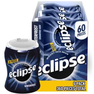 ECLIPSE Winterfrost Sugar Free Chewing Gum Bulk Pack, 60 Piece Bottle (Pack of 6)(Winterfrost)