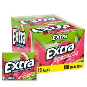 EXTRA Polar Ice Chewing Gum Packs, Sugar Free Gum in Bulk for Fresh Breath, 15 Sticks(Watermelon)