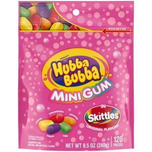HUBBA BUBBA Minis SKITTLES Flavored Sugar-Free Bubble Gum Packs, Bulk Gum 6-Pack (240 Pieces)(120 Count (Pack of 1))