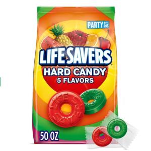 LIFE SAVERS Hard Candy Bag 5 Flavors, Hard Candy Individually Wrapped for Goodie Bags, Road Trips, Treats, Offices, Celebrations, 50-Ounce Party Size(50 Ounce (Pack of 1))