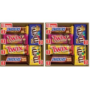 MARS M&M’S Peanut, M&M’S Caramel,SNICKERS Original,SNICKERS Peanut Butter Squared, TWIX Original and Cookie Dough Variety Pack Full Size Individually Wrapped Milk Chocolate Candy Bars,18 Ct(M&M’s  Snickers  & More)
