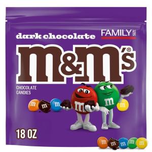 M&M’S Dark Chocolate Candy, Family Size Bulk Candy Chocolate, 18 oz Resealable Bulk Dark Bag(18 Ounce (Pack of 1))