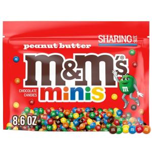 M&M’S MINIS Peanut Butter Colorful Milk Chocolate Football Tailgating NFL Super Bowl Candy, Sharing Size, 8.6 Oz Candy Bag(8.6 Ounce)