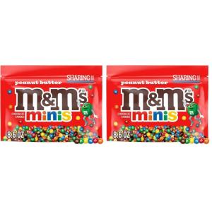 M&M’S MINIS Peanut Butter Colorful Milk Chocolate Football Tailgating NFL Super Bowl Candy, Sharing Size, 8.6 Oz Candy Bag(8.6 Ounce (Pack of 2))