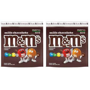 M&M’S Milk Chocolate Candy, Party Size, 38 oz Bag(38 Ounce (Pack of 2))