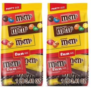 M&M’S Milk Chocolate, Peanut & Peanut Butter Easter Fun Variety Pack, Party Size, 19.41 Oz Bulk Candy Bag (1.36 Pounds)(3.41 Ounces(Pack of 2))