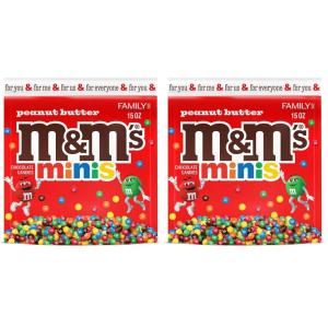 M&M’S Minis Peanut Butter Candy, Family Size, 15 Oz Bulk Resealable Bag (Pack of 2)(Full Size (Pack of 2))