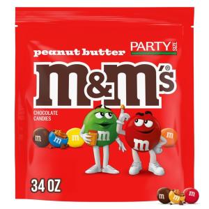 M&M’S Peanut Butter Milk Chocolate Candy, Party Size, 34 oz Bag(34 Ounce)
