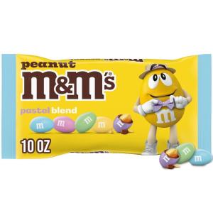M&M’S Peanut Chocolate Candy, Peanut M&M’S for Easter Basket Stuffers, Easter Candy, Eggs, Pastel Colors, 10 Ounces per Bag(Peanut)
