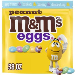 M&M’S Peanut Milk Chocolate Assorted Pastel Easter Candy Bulk, Party Size, Resealable Pouch, 38 oz Bag(Peanut)
