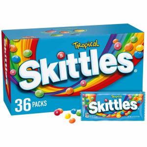 SKITTLES Candy, Tropical Bulk Candy 2.17-Ounce, 36 Packs of Individually Wrapped Candy Bulk Box(Tropical)