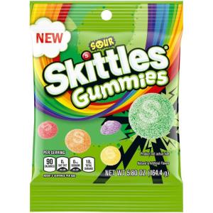 SKITTLES GUMMIES Sour Gummy St Patrick’s Day Candy Green Grab and Go Pack, 5.8 oz Bag, Pack of 12(Sour)