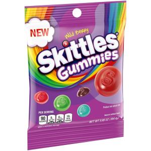 SKITTLES GUMMIES Sour Gummy St Patrick’s Day Candy Green Grab and Go Pack, 5.8 oz Bag, Pack of 12(Wild Berry)